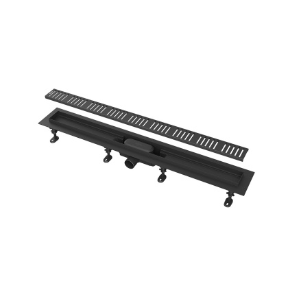 Душевой лоток smart из нержавеющей стали, черный, 75 см