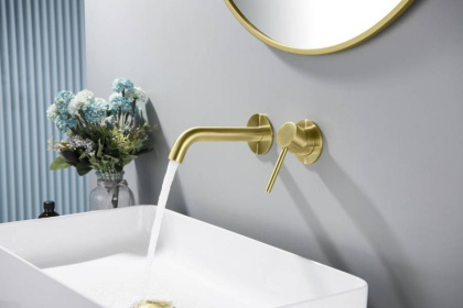 Смеситель TIMO Saona 2372/17SM для раковины скрытого монтажа, золото матовое