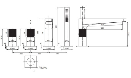 Смеситель на борт ванны OMNIRES CONTOUR CT8032AT (антрацит)