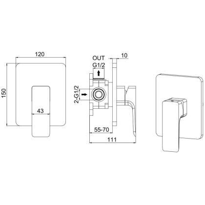 Смеситель для душа Allen Brau Infinity X1 5.21015-31 (с внутренней частью) черный матовый