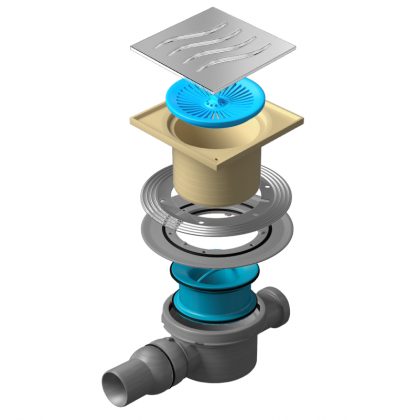 13000002 Точечный трап 150х150 мм Confluo Standard Tide 2 , металл с перфорацией Tide (Волна), без рамки Исполнение: Хром 