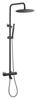 Стойка для душа c термостатом UNO Black Chrome