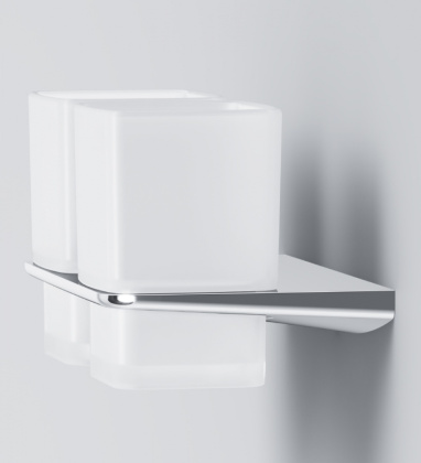 Двойной стеклянный стакан Inspire V2.0 с настенным держателем, 10х16х10,6 см, белый, A50A343400