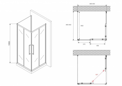 Душевой уголок ABBER Schwarzer Diamant AG02090BH-S90B