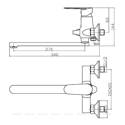 Смеситель для ванны/душа Agger Splendid A0921100 с душевым набором