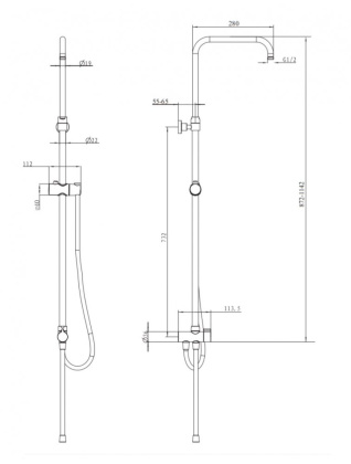 Универсальная душевая система наружного монтажа OMNIRES UN10041SCR (хром) Универсальная душевая система наружного монтажа OMNIRES UN10041SCR (хром)