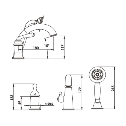 Смеситель для ванны, латунь R0212H