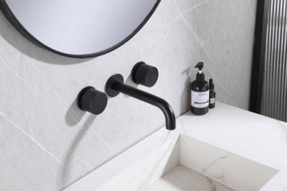 Смеситель ABBER Wasser Kreis AF81122B для раковины скрытого монтажа, черный матовый Смеситель ABBER Wasser Kreis AF81122B для раковины скрытого монтажа, черный матовый