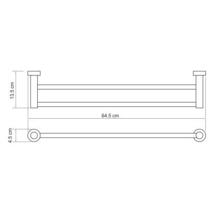 Держатель полотенец двойной Donau, 64,5х4,5х13,5 см, хром, K-9440
