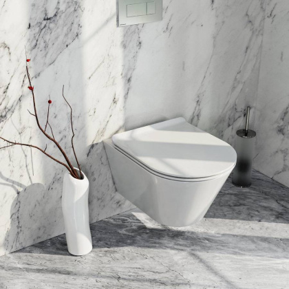Унитаз PLAZA Modern подвесной безободковый, белый глянцевый Унитаз PLAZA Modern подвесной безободковый, белый глянцевый