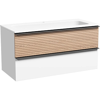 Тумба подвесная SANCOS Delta 995х445х500, c двумя ящиками оснащенными доводчиками,  дуб светлый/белый , арт. DL100W