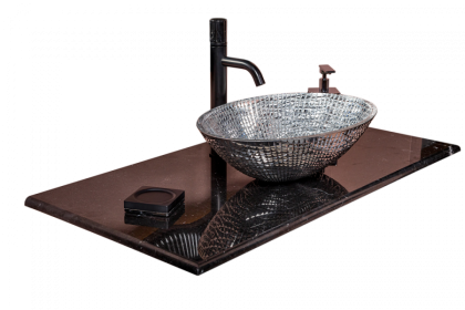 Столешница мрамор 101см Nero Marquina для раковин хрусталь, LV204 Столешница мрамор 101см Nero Marquina для раковин хрусталь, LV204