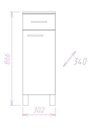 Полупенал Onika Каприз 30 напольный, белый, с бельевой корзиной