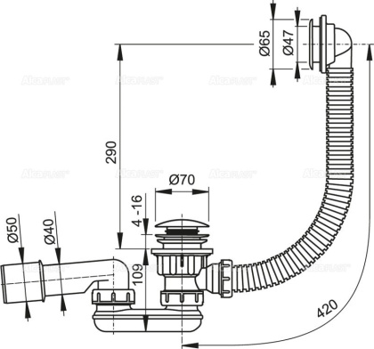 Сифон для душевого поддонa CLICK/CLACK, металл