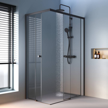 W94G-403-12080-BТ Душевое ограждение X-Joy Square Slide 120х80, Черный, прозрачное