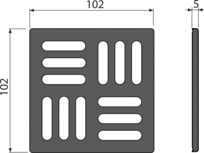 Pешетка 102×102 мм, нержавеющая сталь, черный-мат Pешетка 102×102 мм, нержавеющая сталь, черный-мат