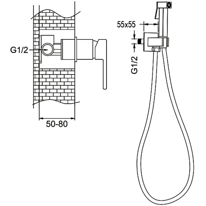 Гигиенический душ со смесителем Rose R2805H, черный Гигиенический душ со смесителем Rose R2805H, черный
