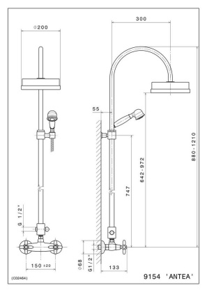 Душевая колонна MUSE со смесителем с переключателем потоков, хром глянец