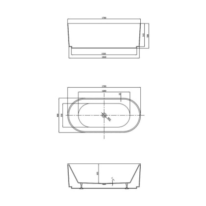 Ванна акриловая Vincea VBT-426-1700MW 1700*800*580, белый матовый, щелевой перелив, слив белый