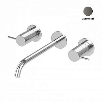 LEAF-BLI3L-L-GM Смеситель для раковины встраиваемый на три отверстия, исполнение Gunmetal PVD