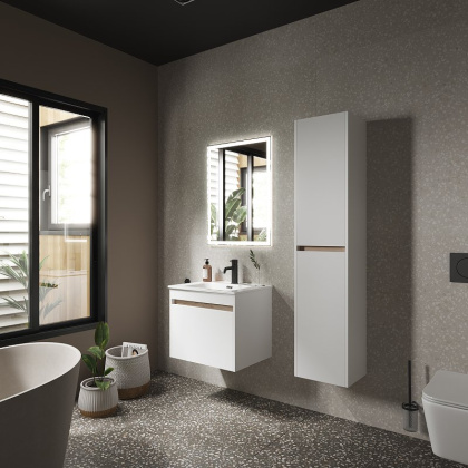 Тумба подвесная SANCOS Smart 590х450х500, c двумя ящиками оснащенными доводчиками, белый глянец , арт. SM60W