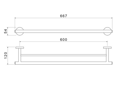 Полотенцедержатель двойной 600 мм AQUATEK, матовый черный AQ4230MB ОБЕРОН