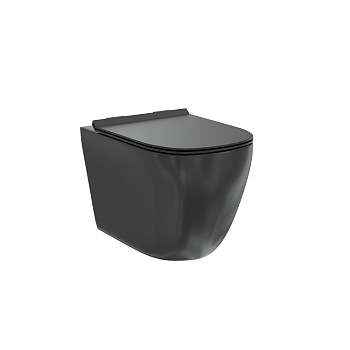 Унитаз подвесной безободковый Creto Logan L1 1001-002-L1BLMAT с крышкой-сиденьем микролифт, матовый черный Унитаз подвесной безободковый Creto Logan L1 1001-002-L1BLMAT с крышкой-сиденьем микролифт, матовый черный