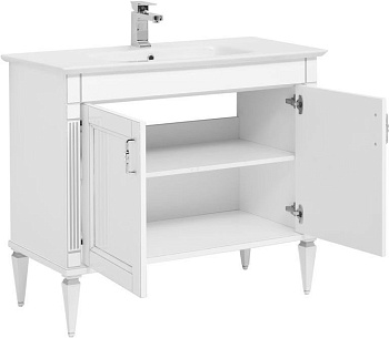 Тумба под раковину Aquanet Селена 105 белый/серебро (2 дверцы)