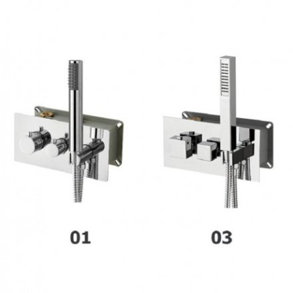 Термосмеситель встраиваемый RGW SP-44-01 205*125/хром 3- режима+ручной душ