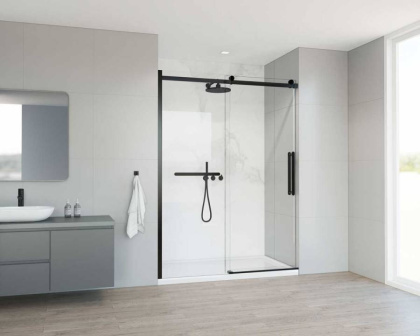 Душевая дверь Como Soft VDS-1CS140CLB, 1400, черный, стекло прозрачное