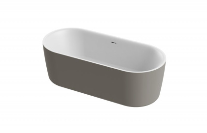 Акриловая ванна отдельно стоящая, цельная, белая матовая внутри, серая матовая снаружи,  METAURO-INT-Central-180-80-60-G-W-MATT