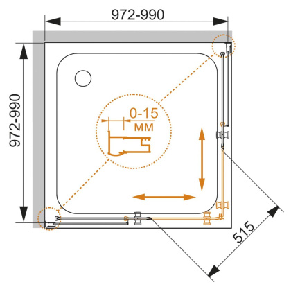 PRATICO-A-2-100-C-Cr душевой уголок