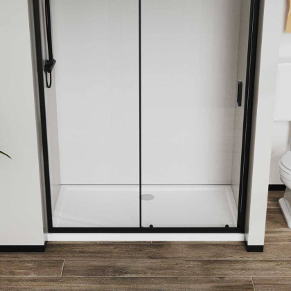 Душевая дверь City VDS-5CT130CLB, 1300, черный, стекло прозрачное