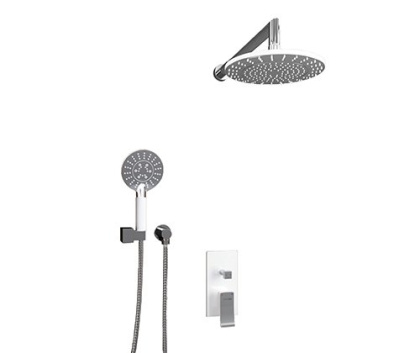 A16067WHITE Встраиваемый комплект для душа с верхней душевой насадкой и лейкой Wasserkraft