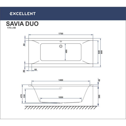 Ванна EXCELLENT Savia Duo 170x80