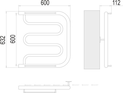 Полотенцесушитель Terminus Фокстрот (1")600х600