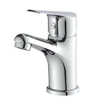 Смеситель для раковины, монолитный, высота излива 8 см, длина 9 см, латунь/хром