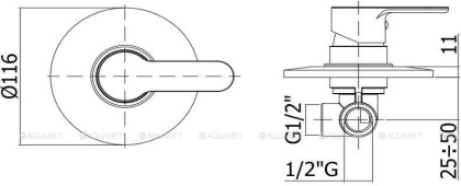 Смеситель для душа Paffoni Blu BLU010CR (с внутренней частью)