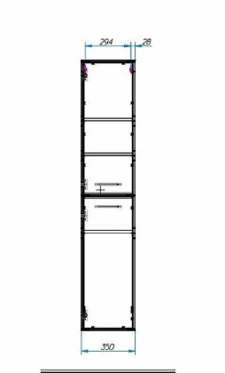Пенал подвесной Vegas правосторонний (ШхГхВ) 350х320х1747