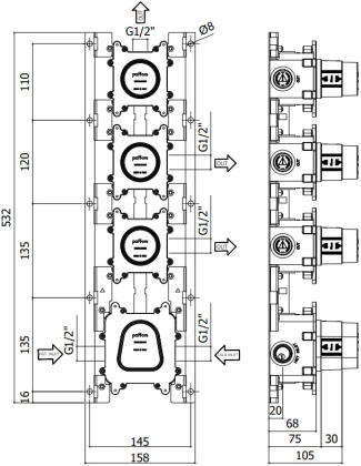 Скрытая монтажная часть для смесителя Paffoni Modular Box MDBOX019