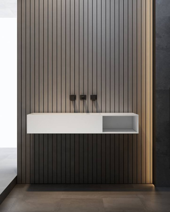 Тумба с раковиной ABBER Stein AS2640-1.2 R подвесная, белая матовая