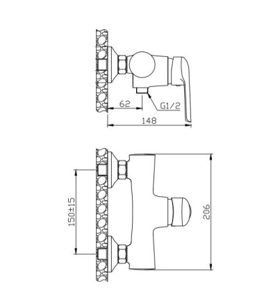Смеситель для душа Orange Tony M54-200ni никель