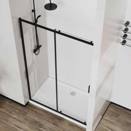 Душевая дверь City VDS-5CT130CLB, 1300, черный, стекло прозрачное