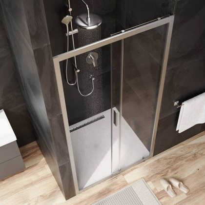 W90G-100-1-195MT Gem Solo Дверь душевая 100х195, стекло прозрачное, профиль матовый Хром