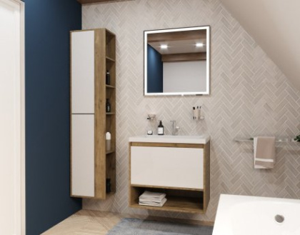 Пенал подвесной Monaco Wood с открытой полкой правосторонний (ШхГхВ) 350х350х1747