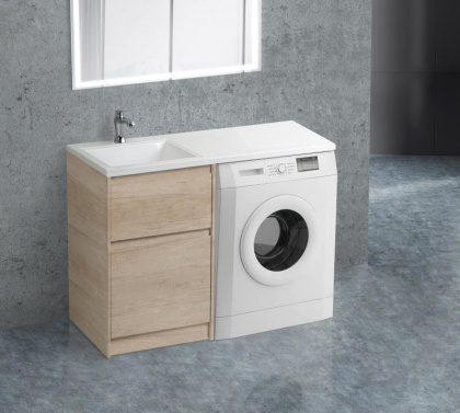 Тумба с раковиной напольная BelBagno KRAFT-LVD-58/120-L Bianco Opaco, раковина белая