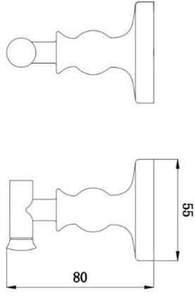 Крючок одинарный Crete, 6х5х8 см, цвет бронза, CR35210