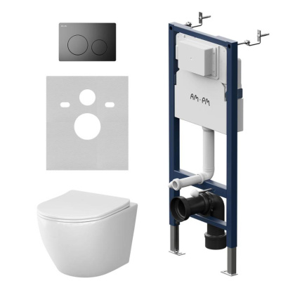 IS90138.801900 Инсталляция PrimeFit с клавишей L черный мат с подвесным унитазом Like Aquaspin с сид м/лиф