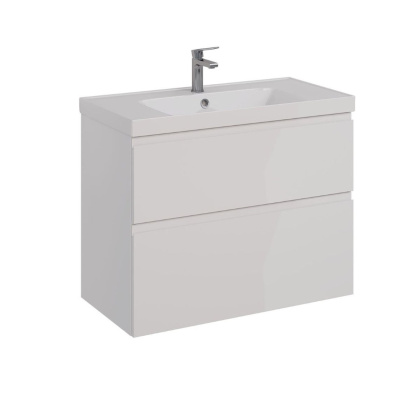 Тумба Lemark VEON 90см под 1 раковину, подвесная/напольная, 2 ящика, цвет корпуса, фасада: Белый глянец