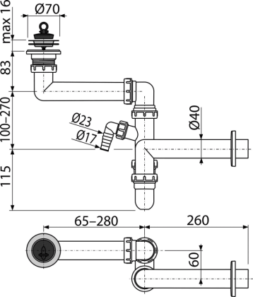 Сифон для мойки экономящий пространство со штуцером Сифон для мойки экономящий пространство со штуцером